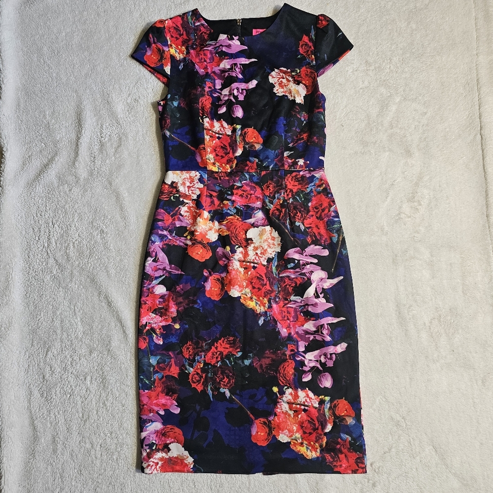 Betsey Johnson Cap Sleeve Floral Dress - Size 6 - Picture 5 of 13